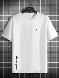 Hombres Camiseta con estampado de letra Blanco Casual  manga corta Tela Letras  Elástico Ligero Verano Men Clothing, size features are:Bust: ,Length: ,Sleeve Length: Belted Long Dress, Plus Size Summer Casual, Casual Short Sleeve Dress, Womens Summer Shorts, Twisted Dress, Men Plus Size, Half Sleeve Dresses, Simple Prints, Elegant Shirt