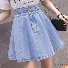 Lasaky - Smart High-Rise Skirt with Shorts Protection and Modesty Comfortable Skirts, Character Making, High Waisted Denim Skirt, Denim Skirt Outfits, Modest Skirts, Stylish Skirts, Jeans Skirt, Denim Skirt Women, Kawaii Fashion Outfits