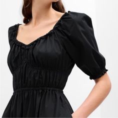 Gorgeous Corset Style Bodice. Too Large For Me. Would Be Great For A Wedding Or Any Event In The Summer. Could Lean A Little Goth Or Cottagecore. Has Some Stretch To It Because Of The Elastic. Also Has Pockets! Elegant Short Sleeve Midi Dress By Gap, Black Square Neck Midi Dress For Daywear, Black Summer Midi Dress With Gathered Neckline, Black Midi Dress With Gathered Neckline For Summer, Black Short Sleeve Midi Dress With Smocked Back, Elegant V-neck Gap Dress, Fitted Black Midi Dress With Smocked Back, Elegant Black Mini Dress With Smocked Bodice, Black Puff Sleeve Midi Dress For Spring