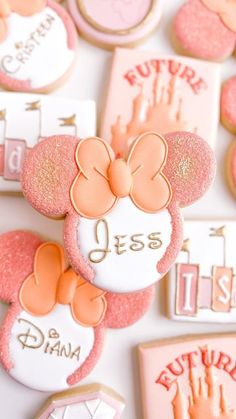 some cookies are decorated with minnie mouse ears