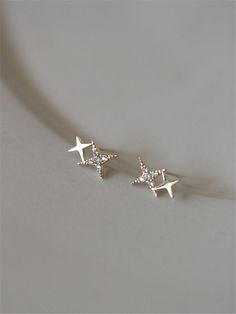 Stud Earrings- 925 Sterling Silver Korean Version Simple Four-pointed Star Stud Earrings Women Pavé Crystal Light Luxury 14k Gold Jewelry GiftModel Number:1005002420773291 Gold Star Earrings, Star Earring, Starburst Earrings, Spiked Hair, Star Stud Earrings, Dainty Studs, Wedding Accessories Jewelry, Star Earrings Stud, Small Earrings Studs