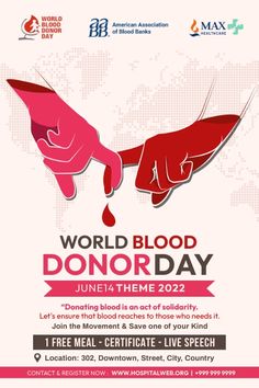 Customize this design with your video, photos and text. Easy to use online tools with thousands of stock photos, clipart and effects. Free downloads, great for printing and sharing online. Poster. Tags: blood donation campaign 2022, blood donation drive, blood donor day 2022, world blood donor day, world blood donor day 2022, custom posters, free poster templates, poster design, poster template free, poster templates, Campaign Posters, Health , Blood Drive World Blood Donor Day Creative Ads, World Blood Donor Day Poster, Blood Donor Day Poster, Donation Poster Design