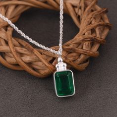 Cubic Zirconia & Zambian Emerald Necklace, 925 Sterling Silver Necklace, Doublet Necklace, Birthstone Necklace, Women's Jewelry, For Gift Product Details-  Main Stone Name- Cubic Zirconia & Zambian Emerald Main Stone Shape - Round & Octogan  Metal- 925 Sterling Silver  Stamped- 925 ► T H E Q U A L I T Y We use the finest quality and polished gemstones to make high quality, safe and durable jewelry. As these are natural gemstones which are not all exactly the same so there can be slight inclusions and color variations. They are most of raw rough gemstones so the color, shape and size may vary from the actual picture. You need to keep away the products from chemicals, perfumes , water and other similar substances that will help you preserve their beauty and longevity, store your jewelry in a Polished Gemstones, Necklace Birthstone, Zambian Emerald, Emerald Pendant, Emerald Necklace, Gift Product, Rough Gemstone, Birthstone Necklace, Sterling Silver Necklace