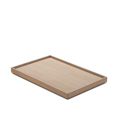 an empty wooden tray on a white background