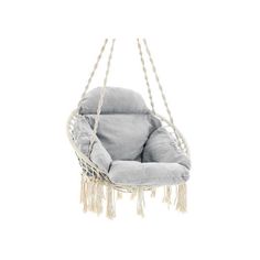 Hanging Chair Cloud White and Gray - FredCo International rugs furniture theFredCo FredCo Chair Hammock, Fluffy Cushions, Bohemian Interior Design, Hanging Hammock Chair, Bedroom Patio, Scandi Boho, Swing Chair, Bohemian Interior, Hammock Chair