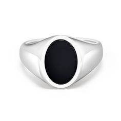 Introducing Nialaya's distinguished men's sterling silver oval signet ring with onyx, a bold statement of refined style and sophistication. Crafted from high-quality sterling silver, this ring features a classic oval signet design, exuding timeless elegance.  The centerpiece of this ring is a striking black onyx stone, meticulously set to create a sleek and modern look. The contrast between the deep, lustrous onyx and the radiant sterling silver creates a captivating aesthetic that is sure to im Classic Black Sterling Silver Signet Ring, Elegant Oval Onyx Signet Ring, Luxury Oval Onyx Signet Ring, Silver Onyx Signet Ring, Silver Onyx Signet Ring With Polished Finish, Captivating Aesthetic, Oval Signet Ring, Before Going To Bed, Going To Bed