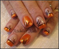 Wanda Michelle Nails, Flare Nails, Lemon Nails, Holloween Nails, Orange Nail Designs, Orange Nail, Manicure Nail Designs