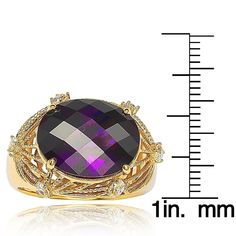 This eye-catching ring is sure to get you plenty of compliments. Featuring a checkered oval cut royal simulated amethyst with round cut white cubic zirconia, hand-set in gold plated sterling silver. Special Suzy Levian signature secret cubic zirconia inside and a unique Suzy Levian designer gallery. Gemstone Brooch, Cubic Zirconia Bracelet, Cubic Zirconia Necklace, Cubic Zirconia Jewelry, Cubic Zirconia Earrings, Cubic Zirconia Rings, Jewelry Rings Diamond, Zirconia Earrings, Gemstone Necklace Pendant