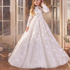 DreamyVow Luxury White Girl Dress 3D Flowers Princess Dubai Kids Wedding Birthday Communion Party Elegant Evening Gown 2024 J293-DreamyVow Luxury White Dress, Elegant Evening Gown, Yellow Evening Dresses, Grey Evening Dresses, Luxurious Dress, Champagne Evening Dress, Gold Evening Dresses, Luxurious Dresses, Communion Party