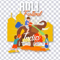 people are painting an elephant with colors on it and the words festival tadla written in white