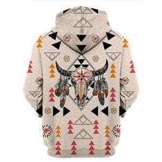 Cow Native Skull 3D Hoodie back