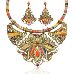 PRICES MAY VARY. Title: VALICLUD Ethnic Bohemian Vintage Colorful Bib Necklace Earrings Set Statement Jewelry National Style Jewelry for Ladies Women. Product Type: Departments > Women > Jewelry > Jewelry Sets Collar Hippie, Boho Jewellery Necklaces, Vintage Statement Jewelry, Jewelry Sets Handmade, Ethnic Necklaces, Women's Jewelry Sets, Fashion Jewelry Sets, Styl Boho, Bohemian Necklace