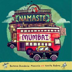 the book cover for namasted mumbai with an image of a double decker bus