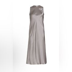 Nwot Atm (Anthony Thomas Melillo) 100% Silk Dress In A Silver/Gray Color. Size Large. This Is Real Luxury. Feels Amazing Against The Skin. Pit To Pit Is 17 Inches But I Can Gently Stretch It To 21 Inches. This Dress Is From A Pallet Pull And My Have Minor Flaws I Have Looked It Over And Seems To Be In Perfect Condition. Tag Is Cut So It Cannot Be Returned To The Store. Chic Sleeveless Silver Maxi Dress, Chic Silver Sleeveless Maxi Dress, Metallic Silk Dress For Evening, Metallic Silk Cocktail Dress, Chic Metallic Silk Dress, Metallic Silk Dresses, Elegant Silver Midi Dress For Summer, Elegant Silver Summer Midi Dress, Elegant Silver Midi Summer Dress