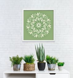 green floral art print framed from etsy Interior Design Wall Art, Light Green Background, Geometric Nature, Yoga Studios, Dining Room Art, Spiritual Artwork, Geometric Poster, Meditation Art, Mandala Wall