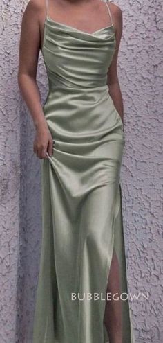 College Grad Dresses, Angel Wedding, Satin Mermaid Dress, Fancy Aesthetic, Ball Outfit, Green Satin Dress, Cute Formal Dresses, Satin Bodycon Dress, Sage Dress