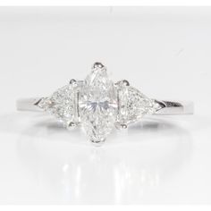 Ninacci Platinum and 18K White Gold Marquise Diamond 3-Stone Ring - 1.07 Carat Total Diamond Weight - Size 7.0 3 Stone Rings, Marquise Diamond, Three Stone, Stone Ring, Fashion Statement, Diamond Cuts, Jewelry Collection, Platinum, Diamonds