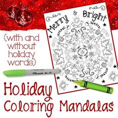 a holiday coloring book with merry and bright words