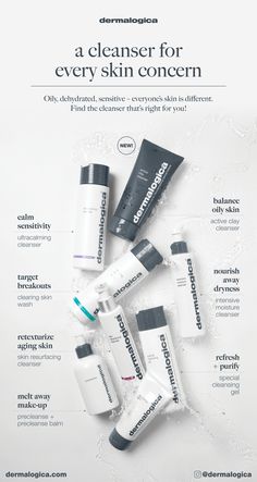 Oily, dehydrated, sensitive - everyone's skin is different. Find the Dermalogica cleanser that's right for you! Acne Prone Skin Care, Skin Face Mask, Skin Resurfacing, Moisturizer For Oily Skin, Skin Prep, Skin Cleanser Products