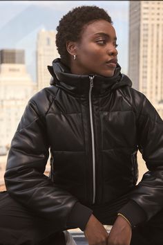 Make boss moves in the Faux Leather Boss Puffer. It’s cold-weather-approved and done in our luxe, buttery faux leather with satin lining for comfort and warmth. Zippered side pockets keep essentials secure and the classic, oversized fit makes it a must-have season after season. Luxe, buttery faux leather Satin lining Zippered side pockets & hidden internal pocket Designed & uniquely fit to flatter every size Wear-tested by our in-house team for the perfect fit Boss Moves, Womens Black Coat, Woman Back, Back Women, Black Xs, Alo Yoga, Personal Shopping, Bra Tops, Oversized Fits