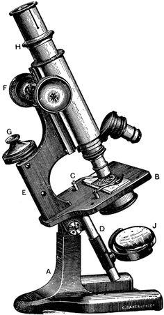 an old microscope is shown in this engraving