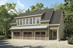 a two car garage is shown in this rendering