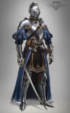 Armour aesthetic, actually has a similar blade too. Medieval Knight Armour, Blue Knight Art, Platemail Armor, Bird Armor, Knight Oc Male, Knight Breastplate, Spanish Knight, Italian Knight, Knight Commander