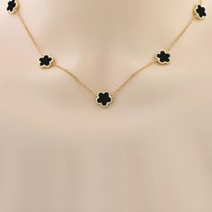 Newbeautiful!! Black Clover Necklace In Gold Plating. Necklace Has An Extension On The Clasp. Perfect For Yourself Or As A Gift. Very Unique And Different. Suitable For All Occasions. Suitable For Most Ages. Nwt Chic Black Flower Jewelry, Black Flower Necklace For Party, Elegant Black Flower Necklaces, Black Flower Necklace For Gift, Onyx Jewelry Necklace, Black Clover Necklace, 2024 Dance, Hoco Jewelry, Hoco Shoes