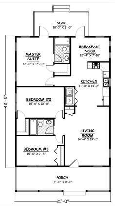 the floor plan for a small house with two bedroom and an attached bathroom, which is also