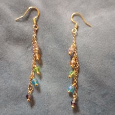 Beautiful Dangling Earrings Colorful Glass Beads Gold Tones Setting 925 Earring Hooks Come W/ Earring Backs New Item Dangly Earrings Bead, Handmade Gold Earrings, Pumpkins Crafts, Simple Bead Earrings, Diy Pumpkins Crafts, Diy Pumpkins, Fall Jewelry Trends, Bead Dangle Earrings, Diy Earring