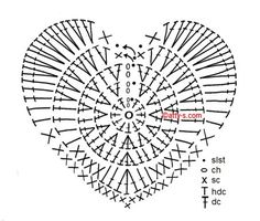 a crocheted heart is shown in the shape of a cross stitched pattern