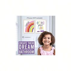 Color:White \n Rainbow Bathroom, Bathroom Accessory Sets, Dream Bathroom, Colorful Rainbow, Bathroom Wall Art, Wall Art Set, Bathroom Wall, Wall Art Sets, Bathroom Accessories