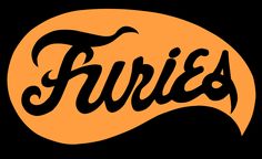 an orange and black logo with the word furies written in cursive font