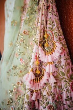 Traditional Lehngas, Latkan Designs, Tassels Fashion Clothing, Pink Bridal Lehenga, Designer Tassels, Blouse Lehenga, Party Wears, Saree Tassels Designs, Lehenga Choli Designs