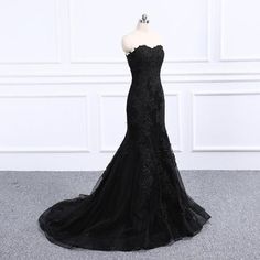 Black Mermaid Wedding Dress, Dress For Formal, Beaded Mermaid, Goth Wedding, Black Mermaid, Long Evening Dress, Occasion Dresses Wedding, Elegant Prom Dresses, Pinterest Ideas