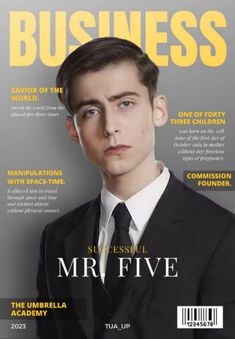 a man in a suit and tie on the cover of business magazine