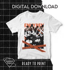 Enhypen Shirt Design, Enhypen Tshirt, Kpop Style Screen Print Short Sleeve T-shirt, Kpop Cotton T-shirt With Letter Print, White Kpop T-shirt With Graphic Print, Kpop T-shirt With Screen Print Short Sleeve, Kpop Fan Merchandise White T-shirt, Customise T Shirt, Marketing And Advertising