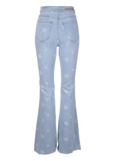 star print bell bottoms Trendy Cotton Flares With Flared Hem, Trendy Blue Summer Flares, Trendy Straight Leg Flare Jeans With Star Print, Denim Blue Cotton Flares, Trendy Denim Flare Jeans With Star Print, Trendy Star Print Denim Flare Jeans, Trendy Blue Denim Flares, Trendy Blue Wide Leg Flares, Trendy Summer Flare Jeans With Flared Hem