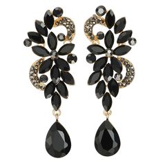 PRICES MAY VARY. LARGE AND LONG Art Deco Black Rhinestone Crystal Cluster Chandelier Floral Teardrop Dangle Statement Earrings Showcasing beautiful black crystals, accented with rhinestones, these sparkling pieces will take you from day to night in perfect style Metal: Alloy; Stone: Rhinestone and Simulated Crystal; Stone Size: 18x13MM(0.71x0.51") Finishing: Polished Gauge: 0.7MM(0.03")thick; Dimension: Length: 74MM(2.91"); width: 26MM(1.02");Weight: 26.7g Package: Jewelry Box with Brand Name CO Chandelier Floral, Long Art, Cluster Chandelier, Black Hills Gold Jewelry, Queen Earrings, Extraordinary Jewelry, Black Gems, Prom Earrings, Bridal Fashion Jewelry