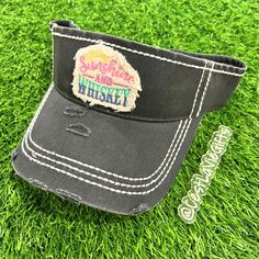 Sunshine & Whiskey Sun Visors - Several Colors!  These are great for the beach or pool this Summer! 😎☀️ Colors: * Turquoise  * Pink * Light Khaki  * Camo * Black Pool Hut, Pool Hat, Sunshine And Whiskey, Turquoise Rose, Pink Turquoise, Sun Visor, Pink Light, Summer Colors, Sun Hats