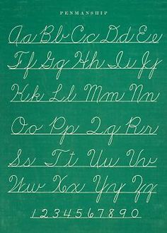 an old fashioned handwriting with cursive writing on green paper