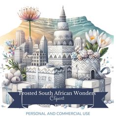 an image of the words, frosted south african wonders clipart personal and commercial use