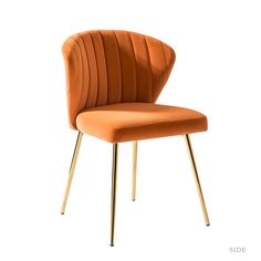 Product includes: 1-mid century modern side chair. Upholstered with premium velvet fabric, comfortable for skin touch. High-density foam filling with a solid and manufactured wood frame provide comfort and support. 14 Karat Home Casual Orange Velvet Accent Chair | CHM6125A-ORANGE Orange Accent Chair, Orange Dining Chairs, Modern Side Chairs, Tufted Dining Chairs, Leather Side Chair, Velvet Accent Chair, Mobile Bar, Upholstered Side Chair, Beautiful Chair