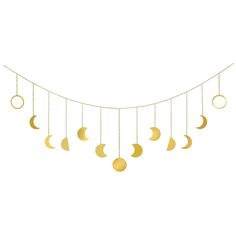 the moon phases hanging from a gold chain