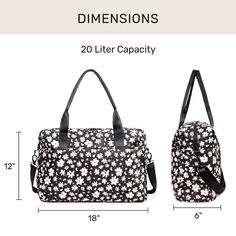 Jadyn Austin Duffel Bag - Ebony Blossom Black Shoulder Bag For Weekend, Black Travel Bag With Adjustable Strap For Weekend, Black Weekend Travel Bag, Black Bag With Adjustable Strap For Weekend, Black Shoulder Bag With Adjustable Strap For Weekend, Black Weekend Bag With Adjustable Strap, Elegant Black Floral Print Shoulder Bag For Everyday Use, Floral Travel Bag, Everyday Black Bag With Floral Print