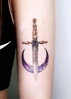 Moon Dagger Tattoo, Dagger Tattoo Placement, Rose Tattoo Placement