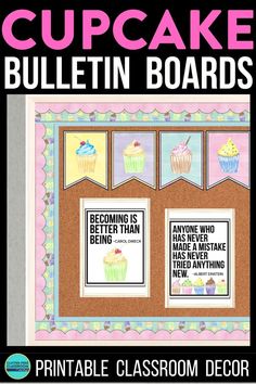 a bulletin board with cupcake bulletin boards on it