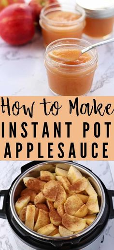 how to make instant pot applesauce in the pressure cooker with text overlay