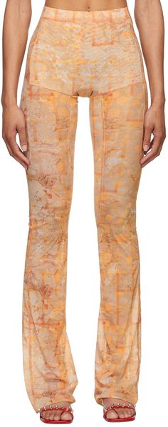 Flared semi-sheer stretch jersey leggings featuring graphic pattern in tones of off-white, beige, and orange. Mid-rise. Overlock stitching in beige throughout. Elasticized waistband. Supplier color: Marble Cozy Dress, Sleek Dress, Spring Street Style, Mid Length Dresses, Vogue Fashion, Fashion Editor, Luxury Streetwear, Fashion Set, Stylish Women