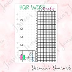 a planner with the words hair wish written in green and pink on it, next to a